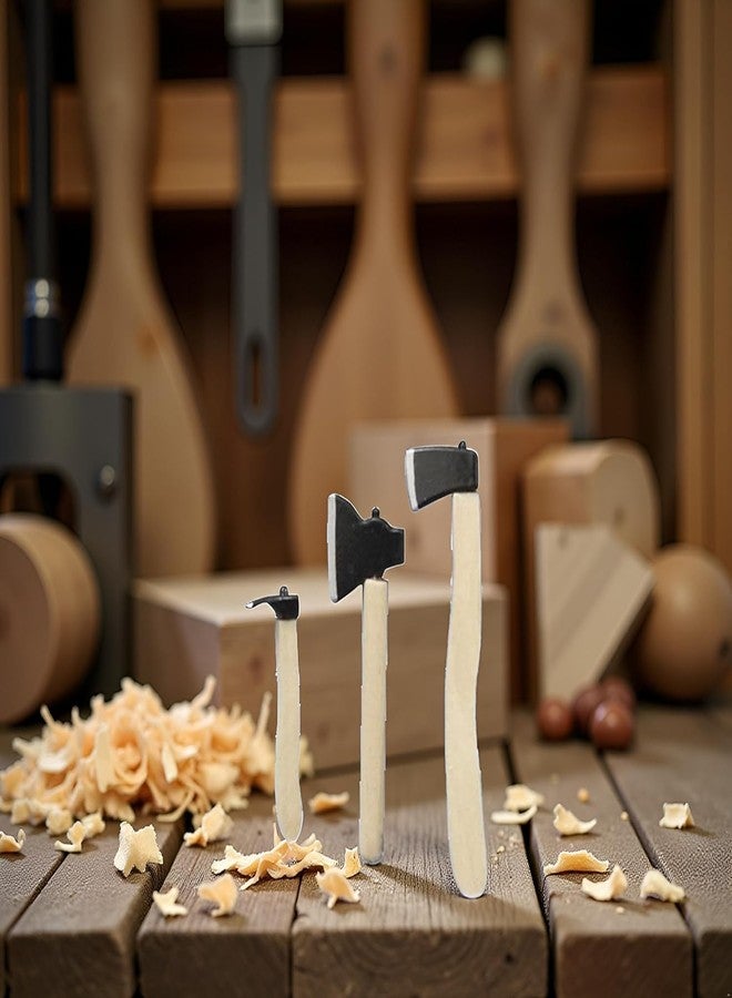 aoukoslt 3Pcs Miniature Axe, Miniature Wooden Handle Metal Hatchet, Chopper, Outdoor Dollhouse Accessories, Dollhouse Farm Tools - Image 4